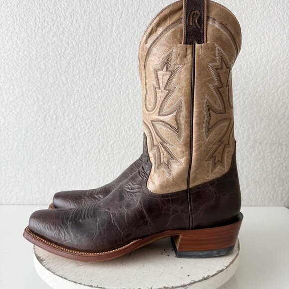Rod Patrick Mens Cowboy Boots 12.5AA Antique Mocha Bison Brown Western Blunt Toe - Picture 5 of 12